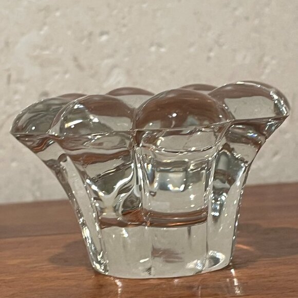 Vintage Heisey Glass Crystolite Rosette Pair of Candle Holders - Picture 3 of 9